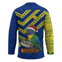 Saint Vincent and the Grenadines Christmas Hockey Jersey with Parrot Playing Steelpan and Tropical Pattern Design - Wonder Print Shop