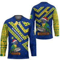 Saint Vincent and the Grenadines Christmas Hockey Jersey with Parrot Playing Steelpan and Tropical Pattern Design - Wonder Print Shop