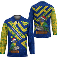 Saint Vincent and the Grenadines Christmas Hockey Jersey with Parrot Playing Steelpan and Tropical Pattern Design - Wonder Print Shop