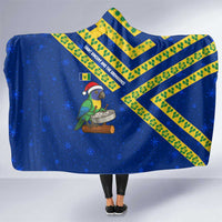 Saint Vincent and the Grenadines Christmas Hooded Blanket with Parrot Playing Steelpan and Tropical Pattern Design - Wonder Print Shop