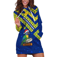Saint Vincent and the Grenadines Christmas Hoodie Dress with Parrot Playing Steelpan and Tropical Pattern Design - Wonder Print Shop