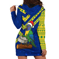 Saint Vincent and the Grenadines Christmas Hoodie Dress with Parrot Playing Steelpan and Tropical Pattern Design - Wonder Print Shop