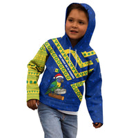 Saint Vincent and the Grenadines Christmas Kid Hoodie with Parrot Playing Steelpan and Tropical Pattern Design - Wonder Print Shop