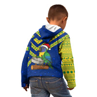 Saint Vincent and the Grenadines Christmas Kid Hoodie with Parrot Playing Steelpan and Tropical Pattern Design - Wonder Print Shop