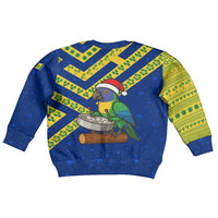 Saint Vincent and the Grenadines Christmas Kid Ugly Christmas Sweater with Parrot Playing Steelpan and Tropical Pattern Design - Wonder Print Shop
