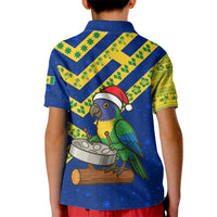 Saint Vincent and the Grenadines Christmas Kid Polo Shirt with Parrot Playing Steelpan and Tropical Pattern Design - Wonder Print Shop