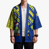 Saint Vincent and the Grenadines Christmas Kimono with Parrot Playing Steelpan and Tropical Pattern Design - Wonder Print Shop