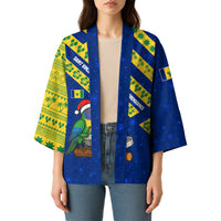 Saint Vincent and the Grenadines Christmas Kimono with Parrot Playing Steelpan and Tropical Pattern Design - Wonder Print Shop