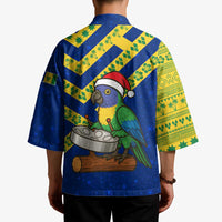 Saint Vincent and the Grenadines Christmas Kimono with Parrot Playing Steelpan and Tropical Pattern Design - Wonder Print Shop