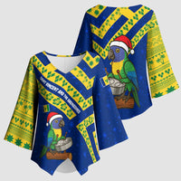 Saint Vincent and the Grenadines Christmas Kimono Sleeve Blouse with Parrot Playing Steelpan and Tropical Pattern Design - Wonder Print Shop
