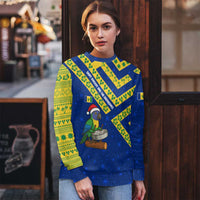 Saint Vincent and the Grenadines Christmas Ugly Christmas Sweater with Parrot Playing Steelpan and Tropical Pattern Design - Wonder Print Shop