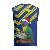 Saint Vincent and the Grenadines Christmas Knitted V-Neck Vest with Parrot Playing Steelpan and Tropical Pattern Design - Wonder Print Shop