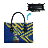 Saint Vincent and the Grenadines Christmas Leather Bag with Parrot Playing Steelpan and Tropical Pattern Design - Wonder Print Shop