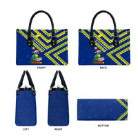 Saint Vincent and the Grenadines Christmas Leather Bag with Parrot Playing Steelpan and Tropical Pattern Design - Wonder Print Shop