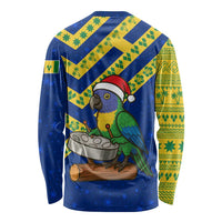 Saint Vincent and the Grenadines Christmas Long Sleeve Shirt with Parrot Playing Steelpan and Tropical Pattern Design - Wonder Print Shop