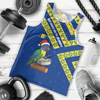 Saint Vincent and the Grenadines Christmas Men Tank Top with Parrot Playing Steelpan and Tropical Pattern Design - Wonder Print Shop
