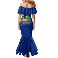 Saint Vincent and the Grenadines Christmas Mermaid Dress with Parrot Playing Steelpan and Tropical Pattern Design - Wonder Print Shop