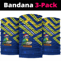 Saint Vincent and the Grenadines Christmas Neck Gaiter with Parrot Playing Steelpan and Tropical Pattern Design - Wonder Print Shop