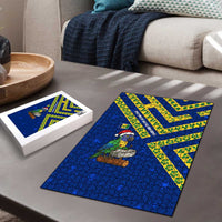 Saint Vincent and the Grenadines Christmas Puzzle with Parrot Playing Steelpan and Tropical Pattern Design - Wonder Print Shop