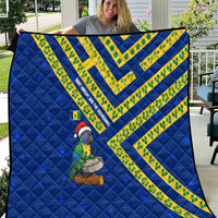 Saint Vincent and the Grenadines Christmas Quilt with Parrot Playing Steelpan and Tropical Pattern Design - Wonder Print Shop