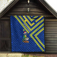 Saint Vincent and the Grenadines Christmas Quilt with Parrot Playing Steelpan and Tropical Pattern Design - Wonder Print Shop