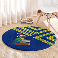 Saint Vincent and the Grenadines Christmas Round Carpet with Parrot Playing Steelpan and Tropical Pattern Design - Wonder Print Shop