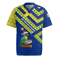 Saint Vincent and the Grenadines Christmas Rugby Jersey with Parrot Playing Steelpan and Tropical Pattern Design - Wonder Print Shop