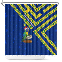 Saint Vincent and the Grenadines Christmas Shower Curtain with Parrot Playing Steelpan and Tropical Pattern Design - Wonder Print Shop