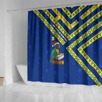 Saint Vincent and the Grenadines Christmas Shower Curtain with Parrot Playing Steelpan and Tropical Pattern Design - Wonder Print Shop
