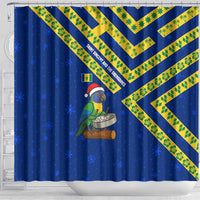 Saint Vincent and the Grenadines Christmas Shower Curtain with Parrot Playing Steelpan and Tropical Pattern Design - Wonder Print Shop