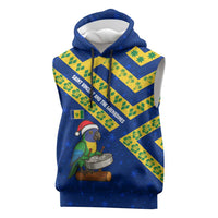 Saint Vincent and the Grenadines Christmas Sleeveless Hoodie with Parrot Playing Steelpan and Tropical Pattern Design - Wonder Print Shop