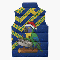 Saint Vincent and the Grenadines Christmas Sleeveless Puffer Jacket with Parrot Playing Steelpan and Tropical Pattern Design - Wonder Print Shop