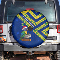 Saint Vincent and the Grenadines Christmas Spare Tire Cover with Parrot Playing Steelpan and Tropical Pattern Design - Wonder Print Shop