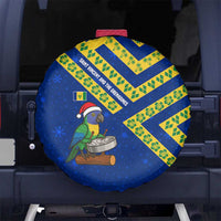 Saint Vincent and the Grenadines Christmas Spare Tire Cover with Parrot Playing Steelpan and Tropical Pattern Design - Wonder Print Shop