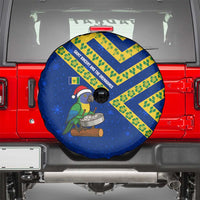 Saint Vincent and the Grenadines Christmas Spare Tire Cover with Parrot Playing Steelpan and Tropical Pattern Design - Wonder Print Shop