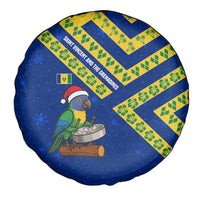 Saint Vincent and the Grenadines Christmas Spare Tire Cover with Parrot Playing Steelpan and Tropical Pattern Design - Wonder Print Shop