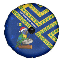 Saint Vincent and the Grenadines Christmas Spare Tire Cover with Parrot Playing Steelpan and Tropical Pattern Design - Wonder Print Shop