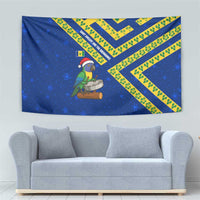 Saint Vincent and the Grenadines Christmas Tapestry with Parrot Playing Steelpan and Tropical Pattern Design - Wonder Print Shop