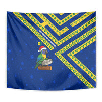 Saint Vincent and the Grenadines Christmas Tapestry with Parrot Playing Steelpan and Tropical Pattern Design - Wonder Print Shop