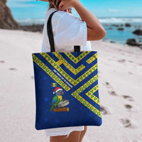 Saint Vincent and the Grenadines Christmas Tote Bag with Parrot Playing Steelpan and Tropical Pattern Design - Wonder Print Shop
