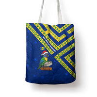 Saint Vincent and the Grenadines Christmas Tote Bag with Parrot Playing Steelpan and Tropical Pattern Design - Wonder Print Shop