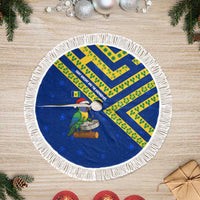 Saint Vincent and the Grenadines Christmas Tree Skirt with Parrot Playing Steelpan and Tropical Pattern Design - Wonder Print Shop