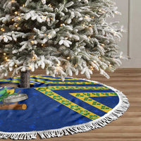 Saint Vincent and the Grenadines Christmas Tree Skirt with Parrot Playing Steelpan and Tropical Pattern Design - Wonder Print Shop