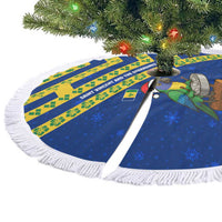 Saint Vincent and the Grenadines Christmas Tree Skirt with Parrot Playing Steelpan and Tropical Pattern Design - Wonder Print Shop