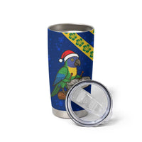 Saint Vincent and the Grenadines Christmas Tumbler Cup with Parrot Playing Steelpan and Tropical Pattern Design - Wonder Print Shop