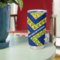 Saint Vincent and the Grenadines Christmas Tumbler Cup with Parrot Playing Steelpan and Tropical Pattern Design - Wonder Print Shop