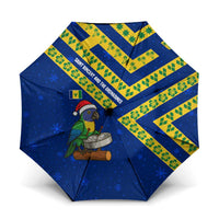 Saint Vincent and the Grenadines Christmas Umbrella with Parrot Playing Steelpan and Tropical Pattern Design - Wonder Print Shop