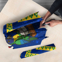 Saint Vincent and the Grenadines Christmas Umbrella with Parrot Playing Steelpan and Tropical Pattern Design - Wonder Print Shop