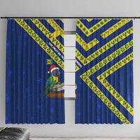 Saint Vincent and the Grenadines Christmas Window Curtain with Parrot Playing Steelpan and Tropical Pattern Design - Wonder Print Shop