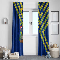 Saint Vincent and the Grenadines Christmas Window Curtain with Parrot Playing Steelpan and Tropical Pattern Design - Wonder Print Shop